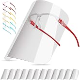 Ceestyle Face Shields Set with 12 Replaceable Anti Fog Shields and 6 Reusable Colored Glasses for Man and Women to Protect Face and Eyes