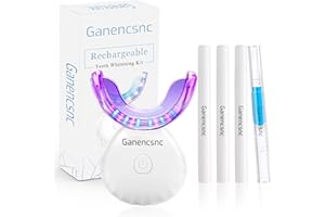 GANENCSNC Teeth Whitening Kit for Sensitive Teeth | 32X LED Light, 3 Teeth Whitening Gel Pens & 1 Remineralization Pen |Wireless with Tray ，35% Carbamide Peroxide Teeth Whitener