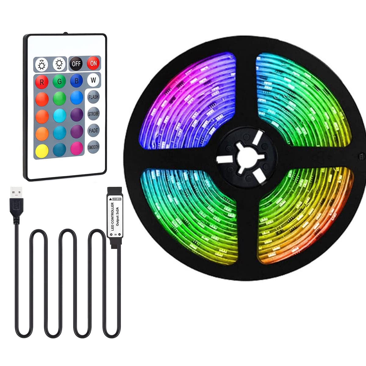 Valletock Colour Changing Led Strip Lights, USB Lights with Remote Control, Fexible Lights Strip for Home Decoration (4 Meter)