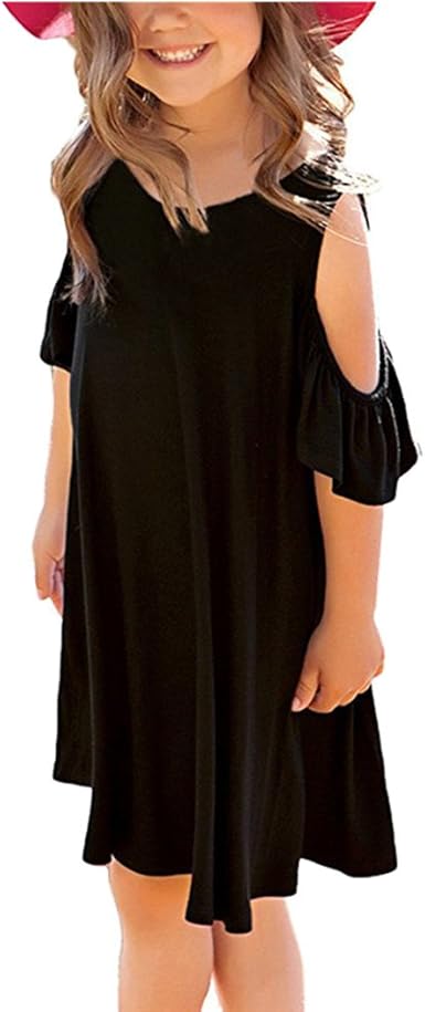 girls short sleeve black dress