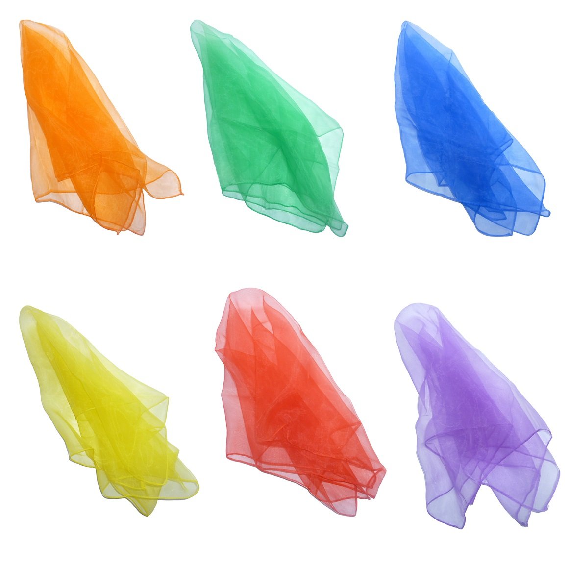 Hoerev Pack of 6,60cmx60cm Clothing Dancing Juggling Scarves For Decoration Colours Scarves,Mixed
