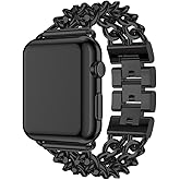 Compatible Apple Watch Band for Woman Man 41mm 38mm 40mm, Stainless Steel Cowboy Style for iWatch Series 11/10/9/8/7/6/5/4/3/2 se Ultra Bracelet (Black)