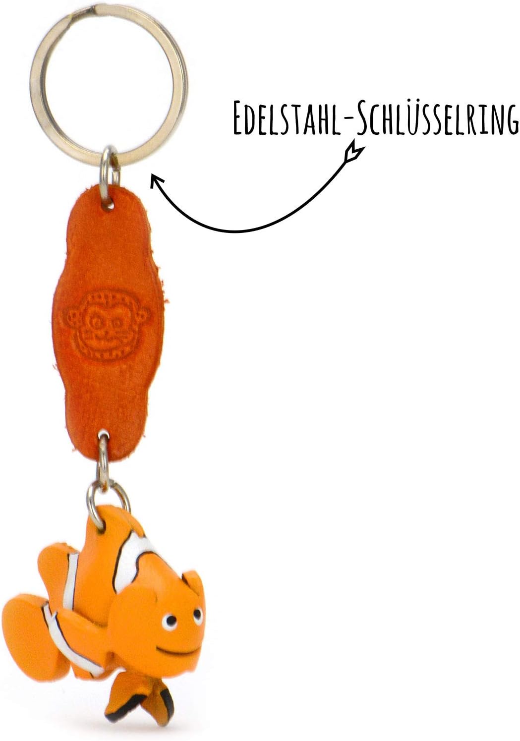 MONKIMAU Leather Keyring Clown Fish, Orange - Image 5
