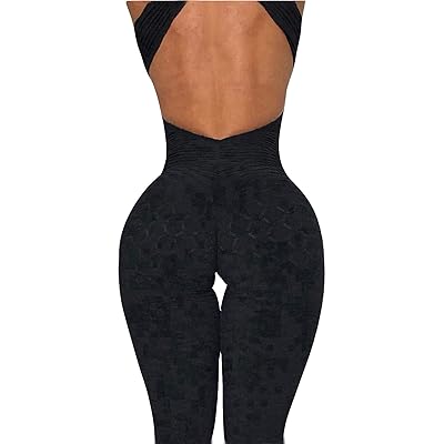 MarcoJudy Womens Butt Lift Yoga Combinaison sans manches Backless Sport Bandage Romper Playsiit