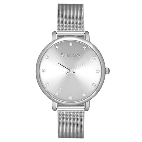 METROPOLITAN Damenuhr - SPOTLIGHT - silber, Mesh - MADE WITH CRYSTALS FROM SWAROVSKI