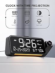 Projection Alarm Clock for Bedroom, Digital Clock