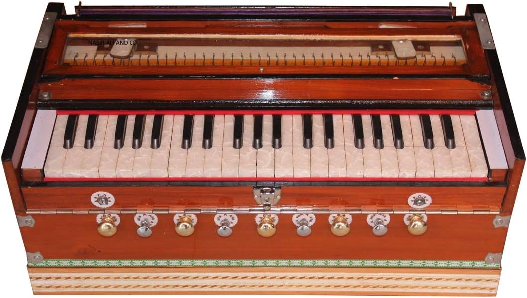 Indian Harmonium~9 Stopper~3 1/2 Octave~Teak Wood~7 Fold Bellow~Double Reed
