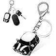 Wevdn Car Model Rhinestone Keychain, 3D Metal Key Chain, Creative Key Chain Gift for Men Women, Car Accessories (White & Black)