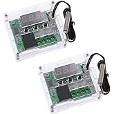 HiLetgo 2pcs W1209 with Case 12V DC Digital Temperature Controller Board Micro Digital Thermostat -50-110&deg;C Electronic Temperature Temp Control Module Switch with 10A One-Channel Relay and Waterproof