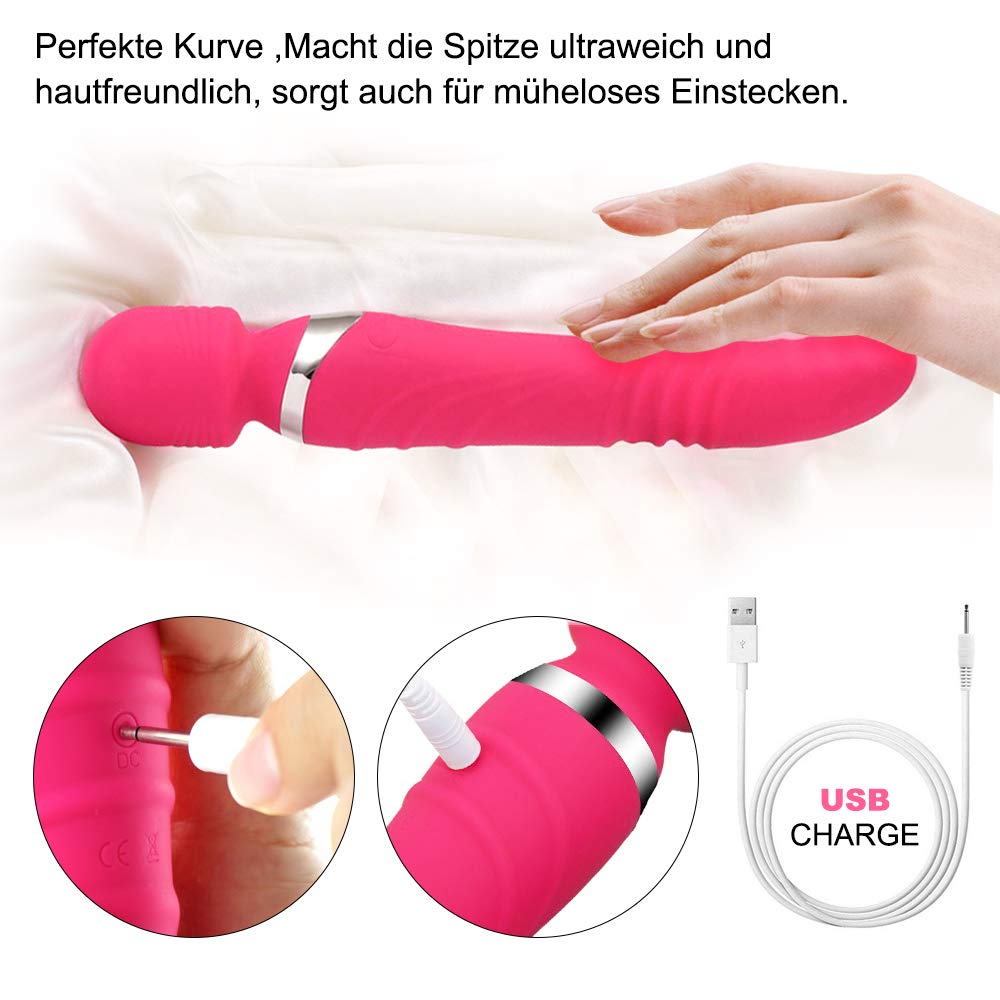 YEVIOR Vibratoren für Sie Magic Wand Massager,Doppelkopf Massagestab mit Erwärmungsfunktion und Stoßfunktion, G-Punkt Klitoris Stimulator, 7 Vibrationsmodi,Medizinisches Silikon