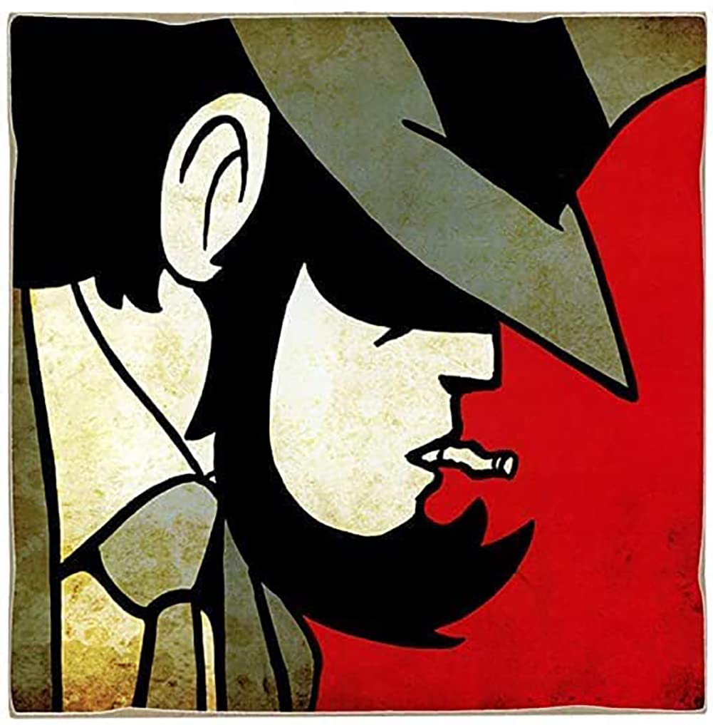 Kustom Art Vintage Style Magnet Set for Refrigerator Series Lupin III Daisuke Jigen Collectable Print on Wood 8X8cm.