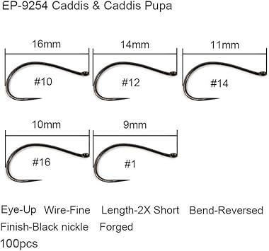 Amazon フィッシングフック 100個 競技用フライフィッシングフック バーブレスフライタイイングフック フィッシング ドライニンフ シャインプ ウェットキャディス フライフック ブラックニッケル Li Mei Fishing Hook フック 針