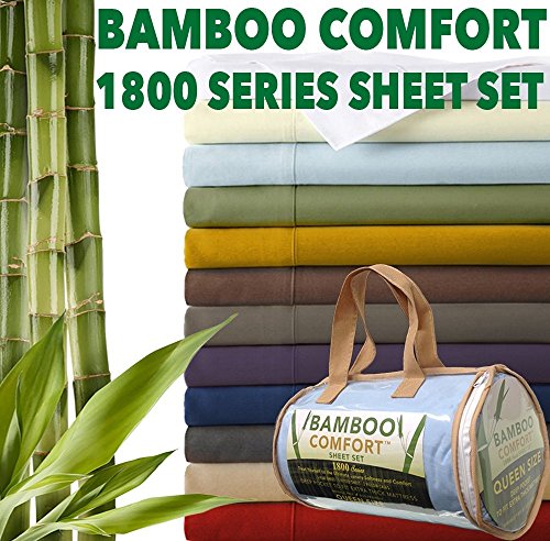 High-Strength-Natural-Bamboo-Fiber-Yarns-Egyptian-Comfort-1800-Thread-Count-4-Piece-Queen-Size-Sheet-Set-Camel-Color