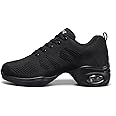 Fenlogft Women's Breathable Air Cushion Jazz Dance Shoes Lace Up Mesh Sneakers Athletic Walking Dance Thick Soled