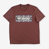 Wrangler Men's Western Crew Neck Short Sleeve Tee Shirt, Madder Brown Heather, X-Large