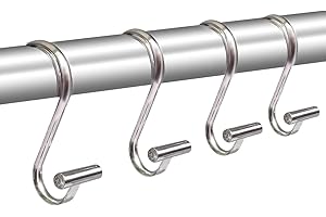 Metal Shower Curtain Hooks,Rust Proof Shower Curtain Rings for Bathroom,T-Bar Decorative Shower Curtain Hooks for Shower Rod,