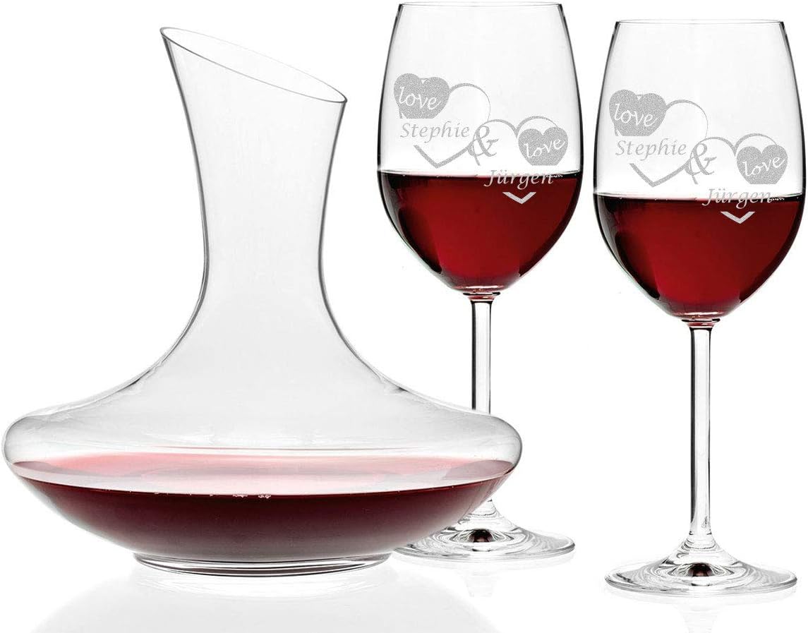 Polar-effekt Leonardo Set Cadeau Verre à Vin Blanc 560 Ml + Coffret En Bois Avec Gravure Au Choix - Motif Raisins - Personnalisé - Lavable En Machine - Do-it Yourself - Vin