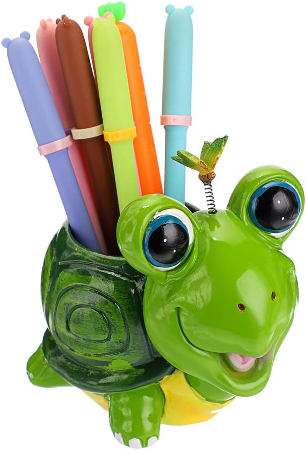 BTSKY Cute Resin Animal Organizer Pen Cups Pencil Holder Office Desktop Stationery Organizer Turtle
