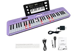 Funtaki 61-Key Electronic Keyboard Piano for Adults with Light Up Keys
