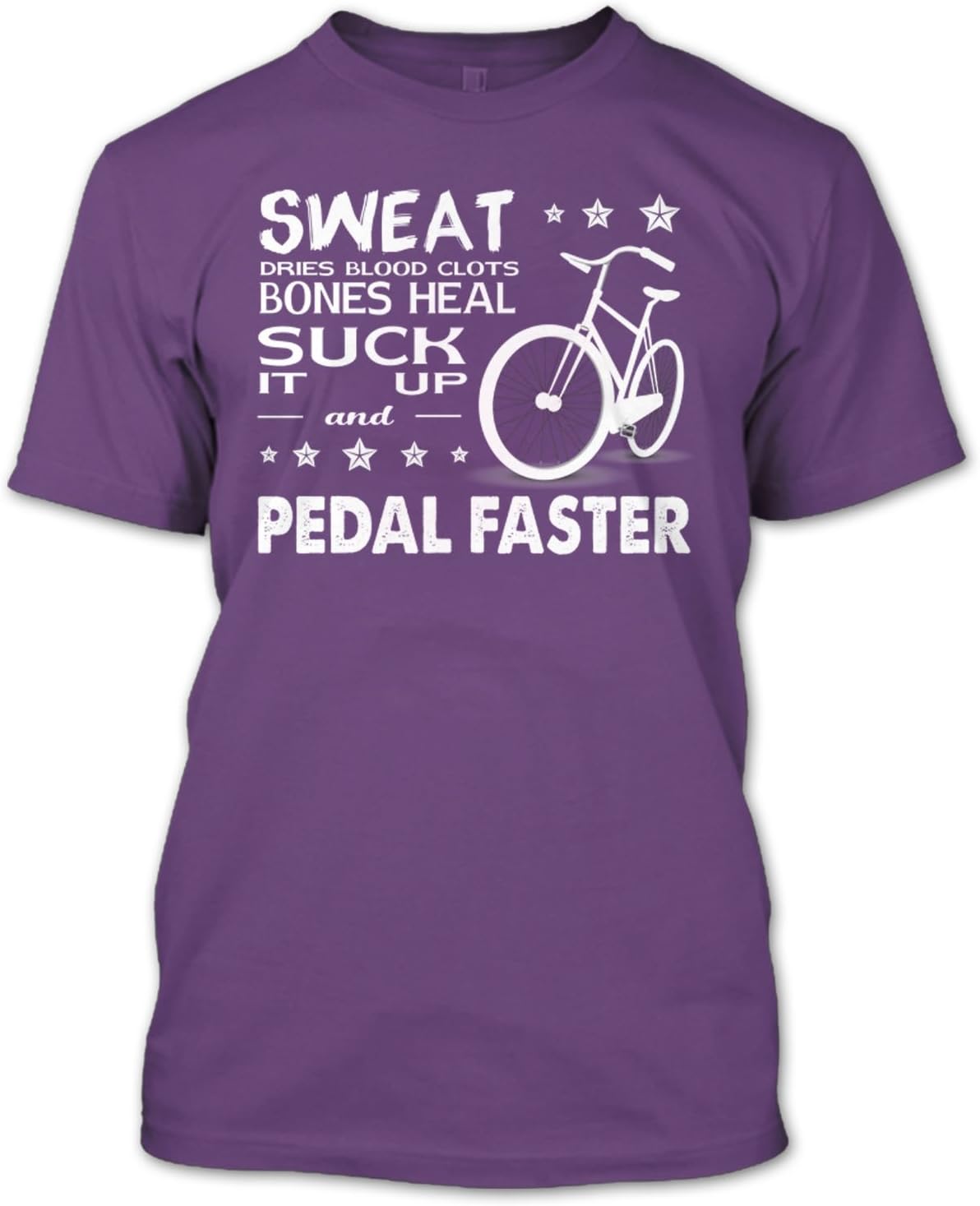 Suck it Up And Pedal Faster T Shirt, Ride A Bike Shirt, Bicycle Shirt Unisex (L,Purple)