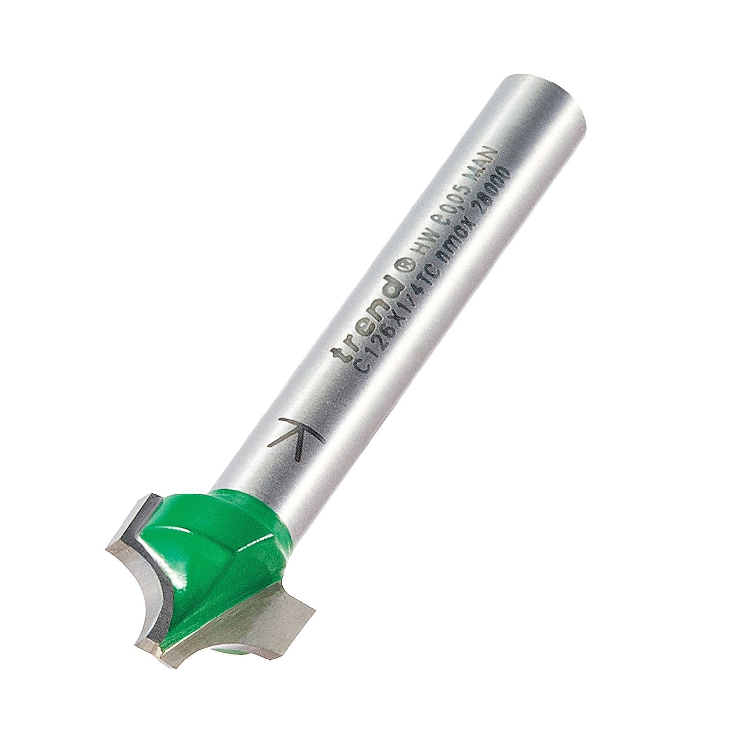 Trend CraftPro Ovolo Rounded Over Router Cutter, 1/4 Inch Shank, 4.8mm Radius and 12.7mm Cut Length, Tungsten Carbide Tipped, C126X1/4TC