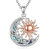 AINFQY Sun and Moon Necklace 925 Sterling Silver Sun Moon Pendant Necklace for Women