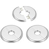 PATIKIL Wall Split Flange 0.65"/16.5mm, 3Pcs ABS Round Self-Adhesive Escutcheon Plate Cover Buckle for Water Pipe Faucet Deco