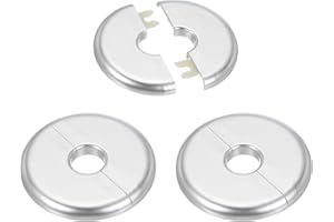 PATIKIL Wall Split Flange 0.65"/16.5mm, 3Pcs ABS Round Self-Adhesive Escutcheon Plate Cover Buckle for Water Pipe Faucet Decoration, Silver