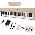 88 Key Full Size Semi-Weighted Standard Keyboards Wooden Digital Piano with MIDI Bluetooth, Triple Pedals，Headphone and other accessories，for Piano beginner or Lover Natural Teak color