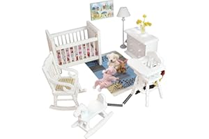 iLAND Miniature Dollhouse Furniture and Accessories for Dollhouse Nursery on 1/12 Scale (Lovely 14pcs)