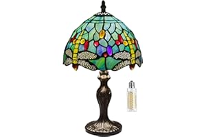 MIAOKE Stained Glass Lamp Table Lamp Stained Crystal Bead Style Table Light, Handmade Desk Bedside Table Night Lamp, Antique 