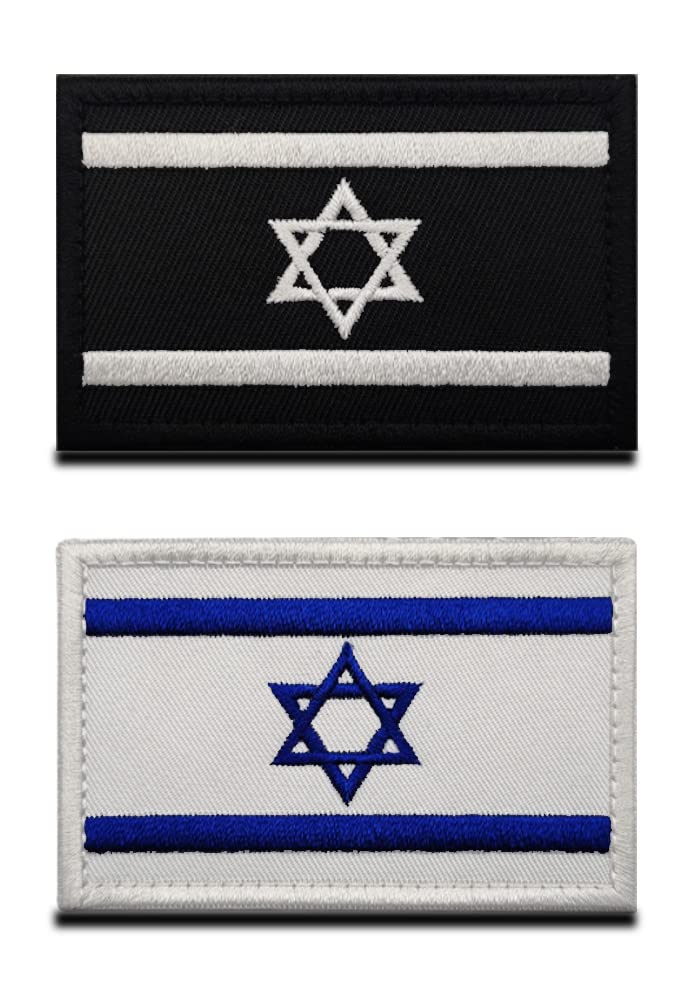 Zcketo 2 Packs Israel Flag Patch Israeli Flags Patches, Jewish Star of David Tactical Embroidery Patch with Hook and Loop Backing for Hats, Tactical Backpack, Jackets, Clothes Team Military Patch