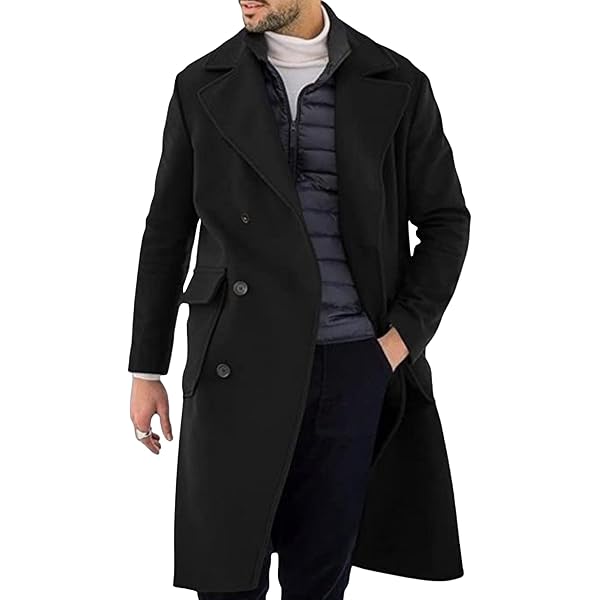 Abrigo De Invierno Para Hombre De Lana - Longitud Media, Cuello Alto, Corte Ajustado, Ideal Para Negocios Y Ocasiones Informales