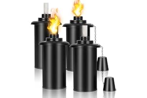 NONLEY 16 oz Torch Replacement Canister (4 Pack) - Outdoor Citronella Fuel Refill for Bamboo Torches with Wicks & Covers, Long-Lasting, Perfect for Patio, Luau Party, Garden Decor