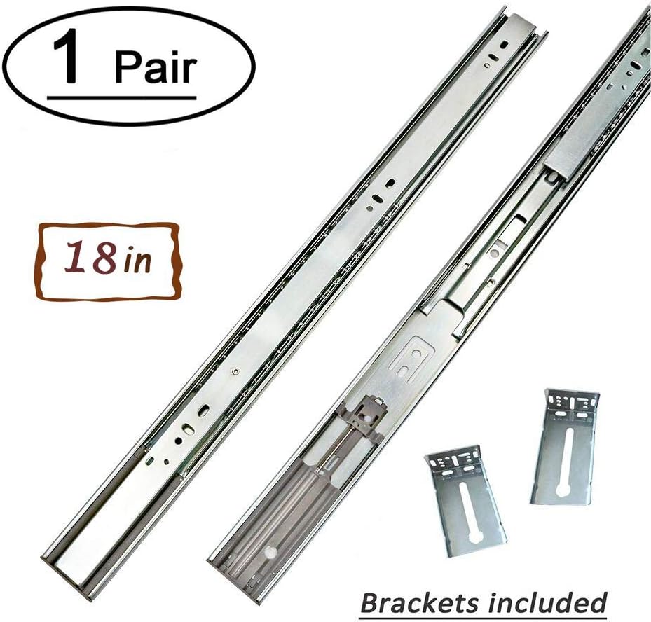 1 Pair 18 Inch Side Rear Mount Soft Close Drawer Slides Full