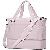 Weekender Bags for Women, Travel Duffel with Shoe Compartment USB Charging, Carry On Gym Duffle Bag with Wet Pocket, Personal Item Overnight Tote Bag for Airlines, Lotus Pink