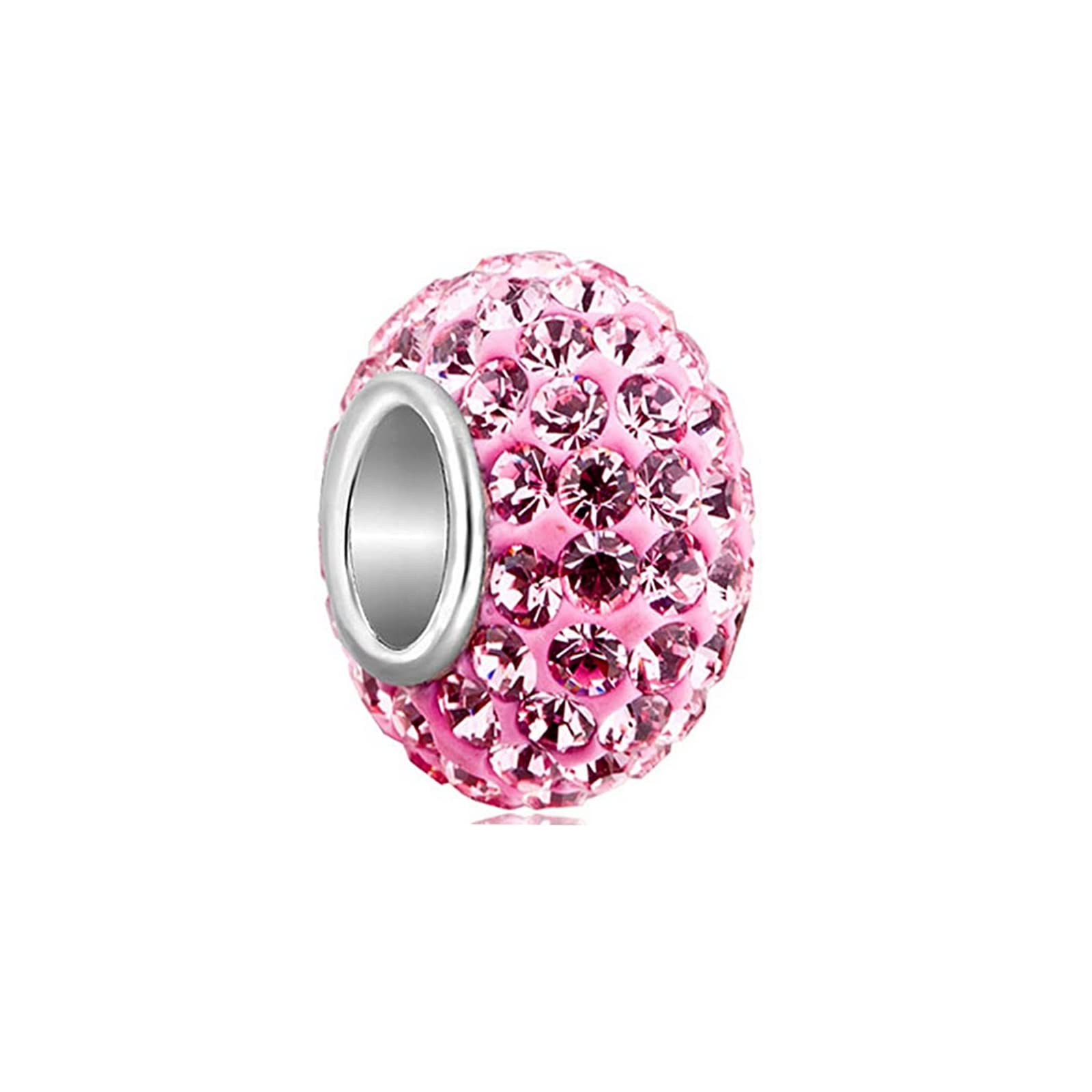 KunBead Jewelry Pink October Birthstone Murano Bead Charms Compatible with Pandora Bracelets