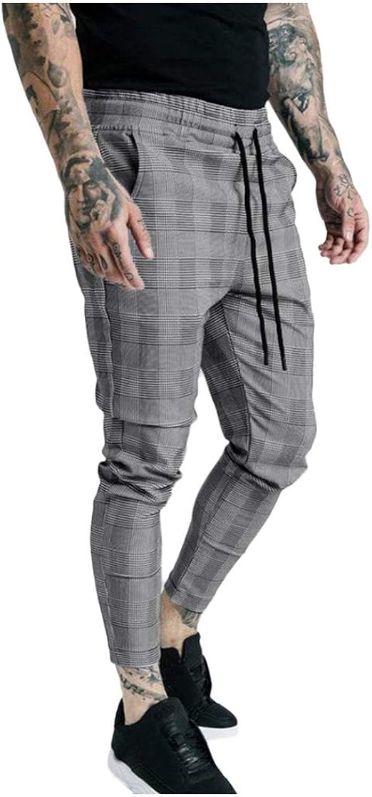 grey plaid track pants