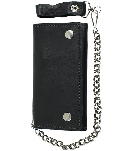 Amazon.com: Black Leather Trucker Wallet With Chain - Biker Snap