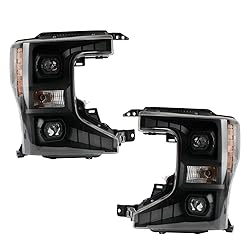 TRQ 2 Piece Headlight Assembly Set Black Bezel