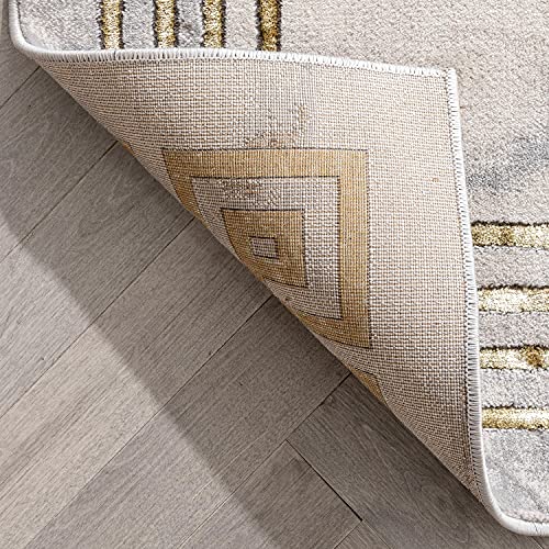 Well Woven Fairmont Huntington Retro Marble Border Ivory Glam 7'10" x 9