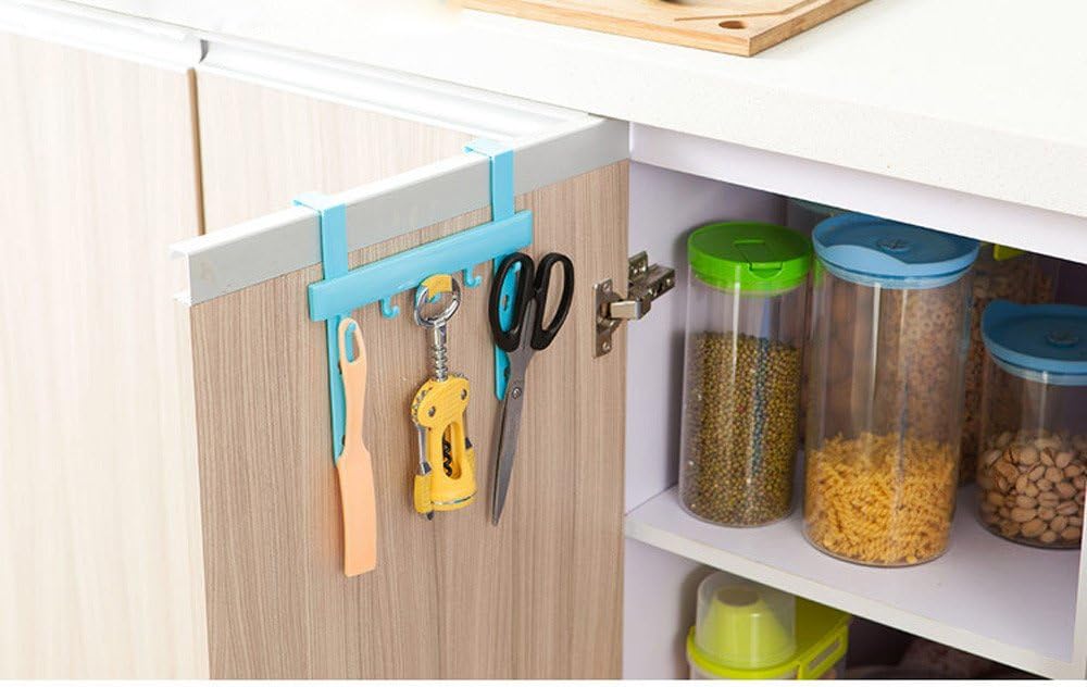 Desi Rang Multipurpose Plastic Door Hanger with Height Adjustment, 5 Hooks, No Screw, Drill, Nail