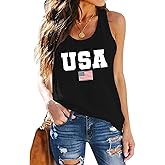 MAIHUN American Flag Tank Tops for Women 4th of July Vest Patriotic Shirt USA Flag Stars Stripes Sleeveless