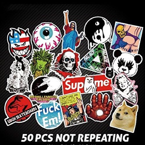 50 PCS/SET Super Stickers,UAYHQ Waterproof Cartoon Suitcase Pasters Skateboard Graffiti Guitar Sticker Pacth (13cm10cm)
