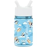 Simple Modern Bluey Kids Water Bottle Plastic BPA-Free Tritan Cup with Leak Proof Straw Lid | Reusable and Durable for Toddlers, Girls and Boys | Summit Collection | 12oz, Sky