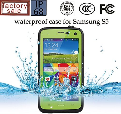 City View(TM) Waterproof Dustproof Snowproof Shockproof Hard Armor Protective Cover Case For Samsung Galaxy S5 I9600 with Stylus Pen (Green)