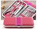 Nail Clipper Travel Set,18 in 1 Stainless Steel Manicure Pedicure Set Nail Cutter Scissors Care Set Tweezers Knife Ear Pick Eyebrow Scissors Utility Tools Grooming Kits with Leather Case (Pink)