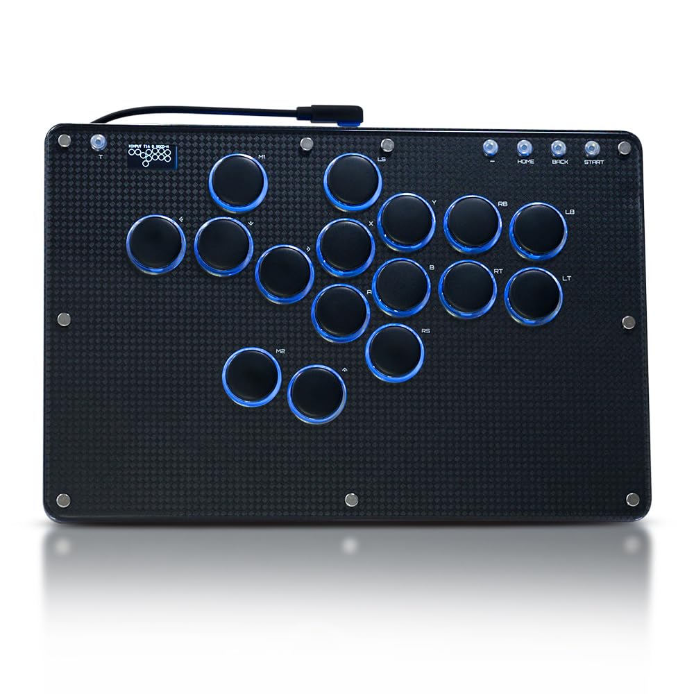 JZW-Shop Haute42 Leverless Arcade Stick T16-texture, All-Button Arcade Controller for Switch/PC/PS4/PS3 /Steam Deck, Slim Fighting Game Keyboard with Turbo & Custom RGB, Supports Hot-Swap & SOCD (Black)