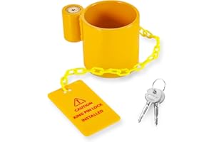 BYERNAUTO BYERN AUTO 5th Wheel King Pin Lock, Heavy Duty King Pin Lock with Anti-Theft Warning Tag & 2 Keys for RVs, Container Trailers and Campers, Extremely Durable (Yellow)