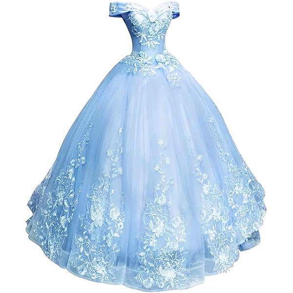 Amazon.com: Haokeda Women's Embroidery A-Line White and Royal Blue Off  Shoulder Beaded Sweep Train Prom Dresses : Clothing, Shoes & Jewelry